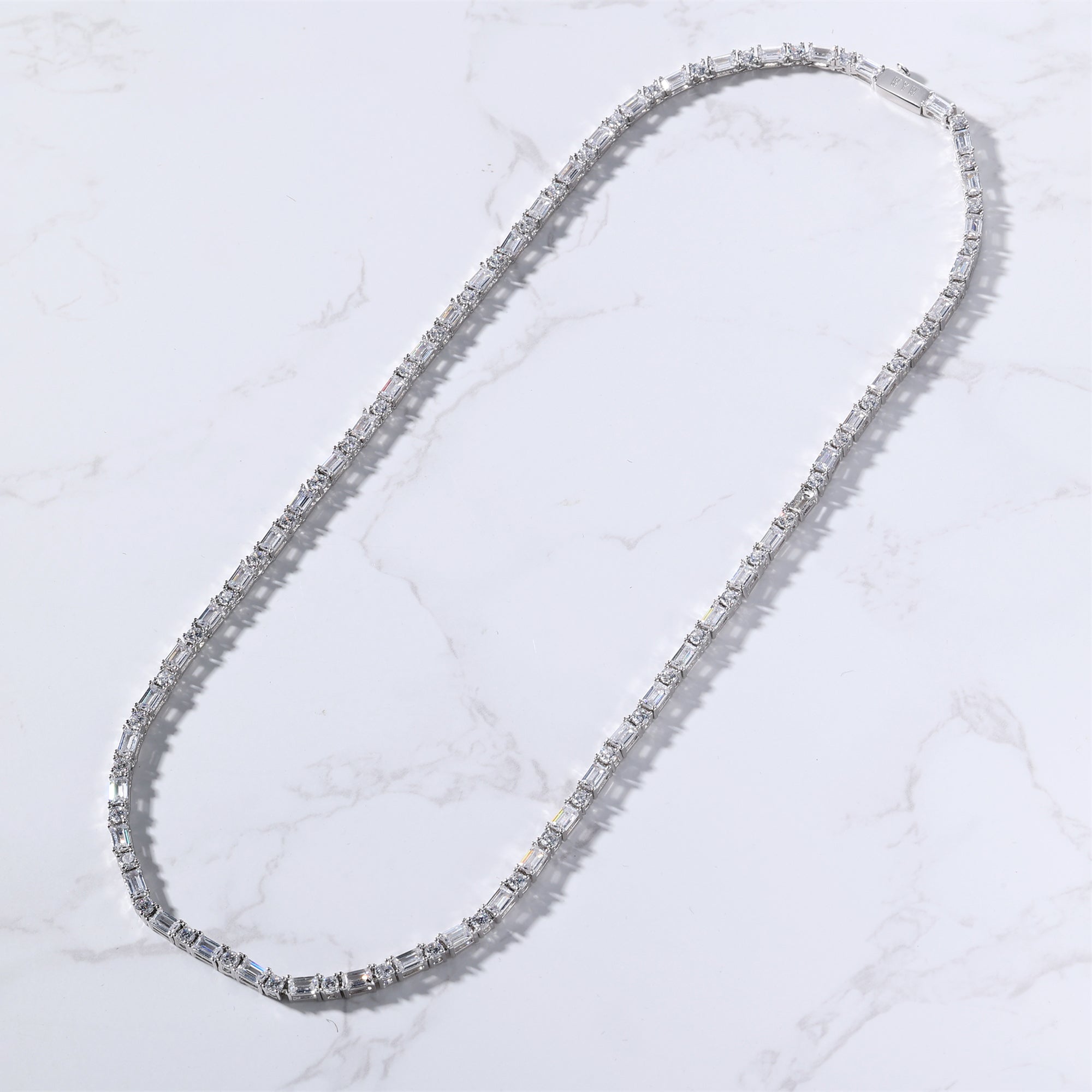 White Baguette Tennis Chain