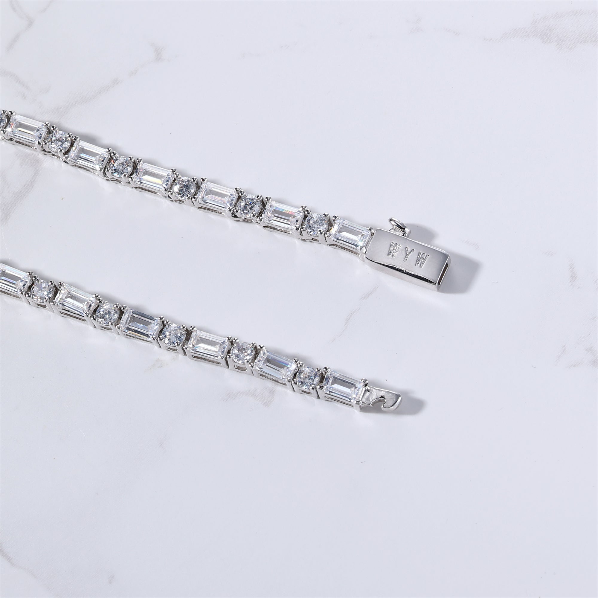 White Baguette Tennis Chain