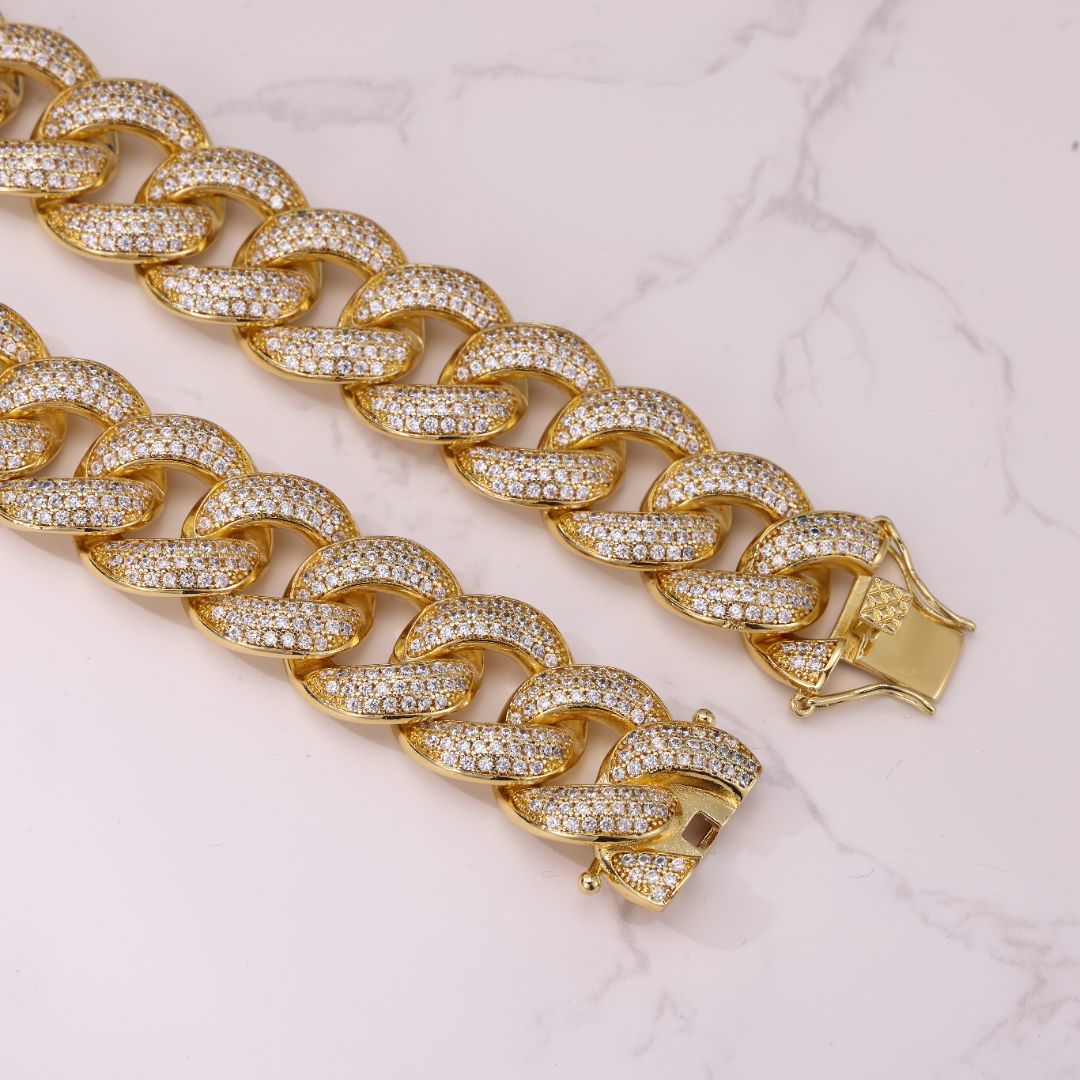 18MM Yellow Gold Cuban Chain