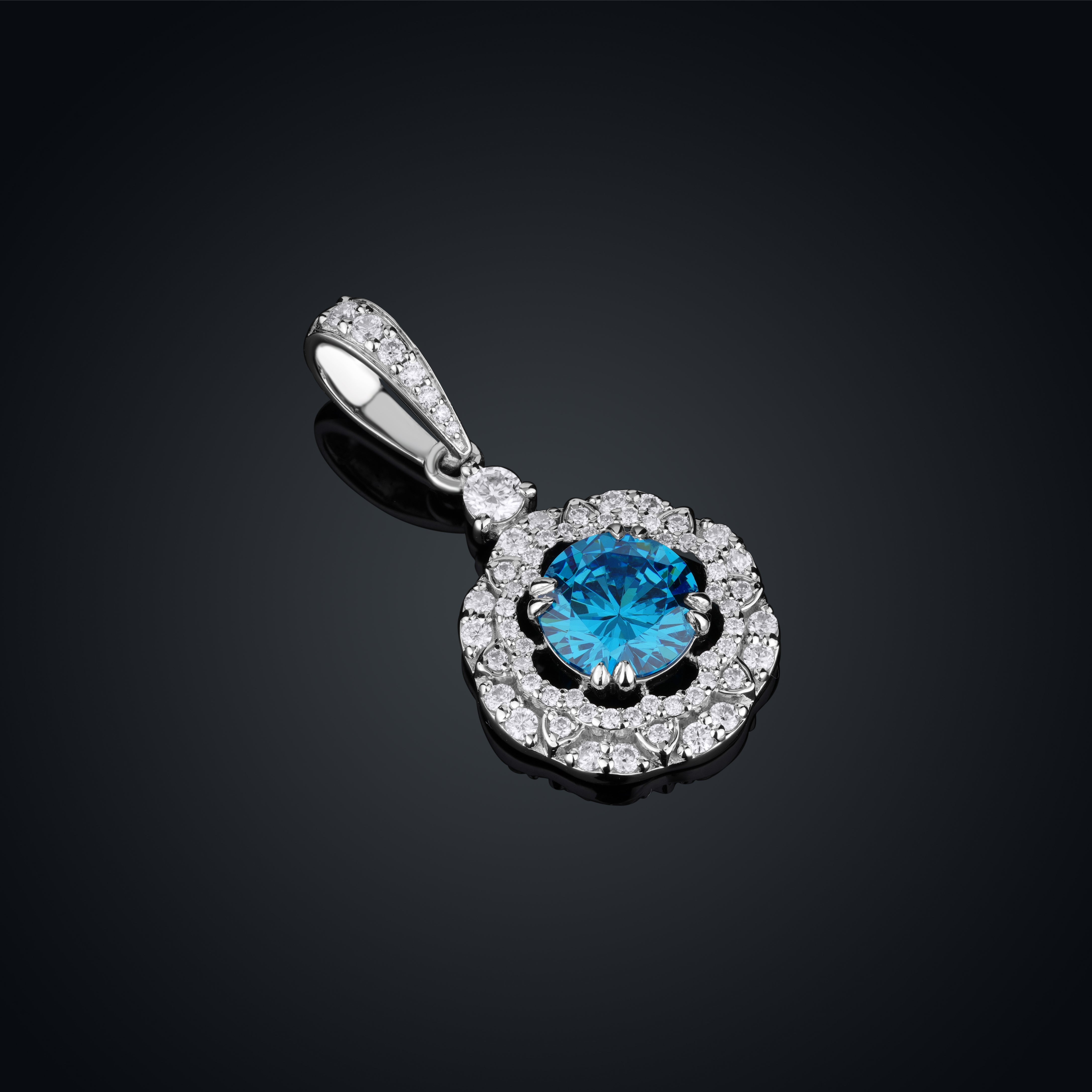 Swiss Blue Topaz Pendant