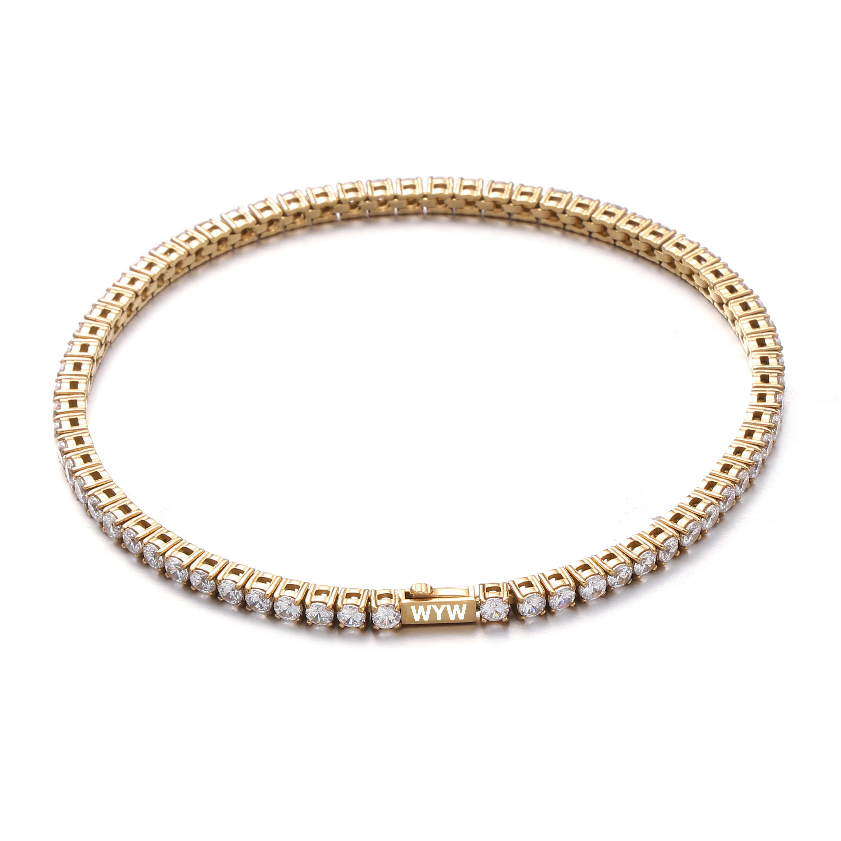 4MM Yellow Gold Tennis Bracelet