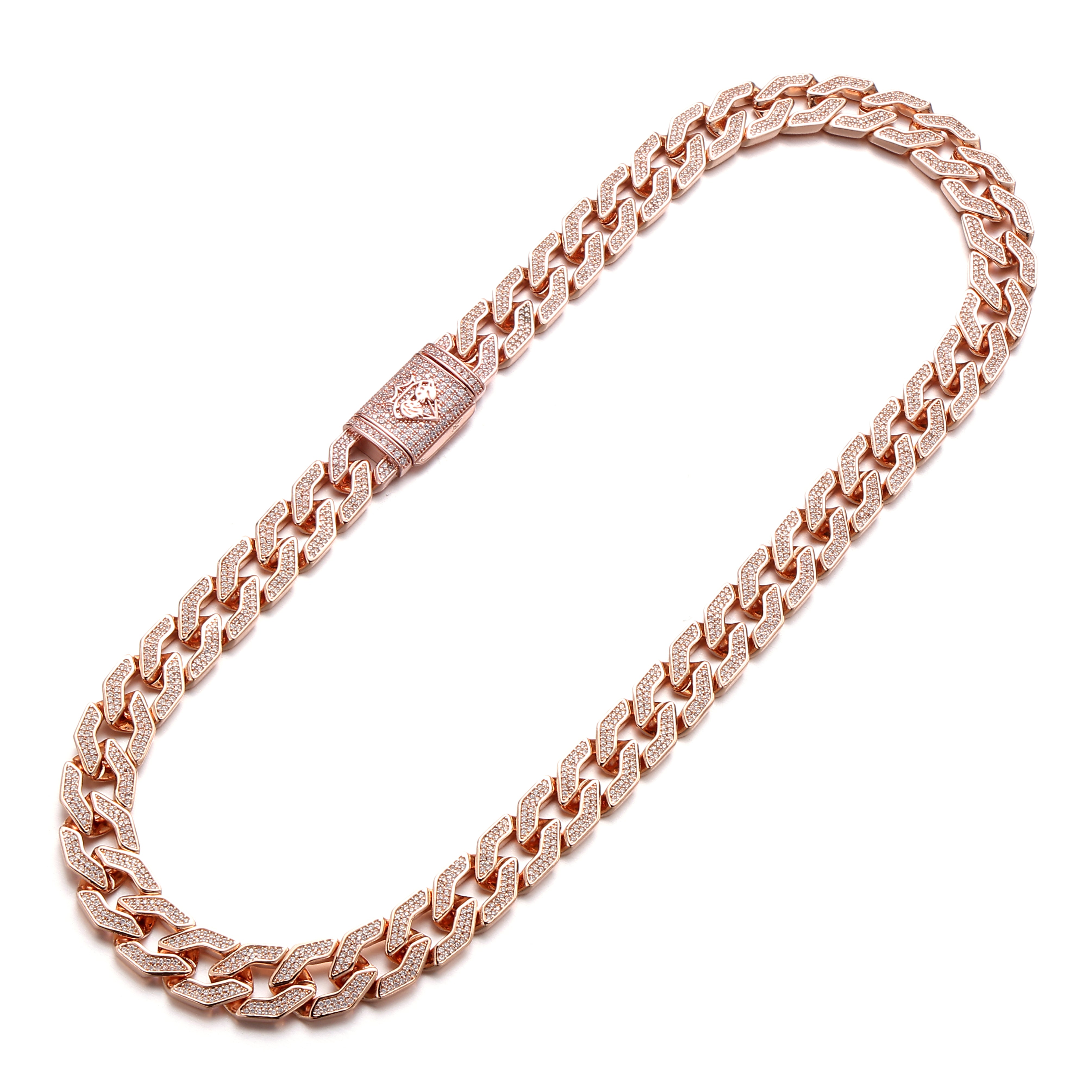 14MM Rose Gold Pave Cuban Chain