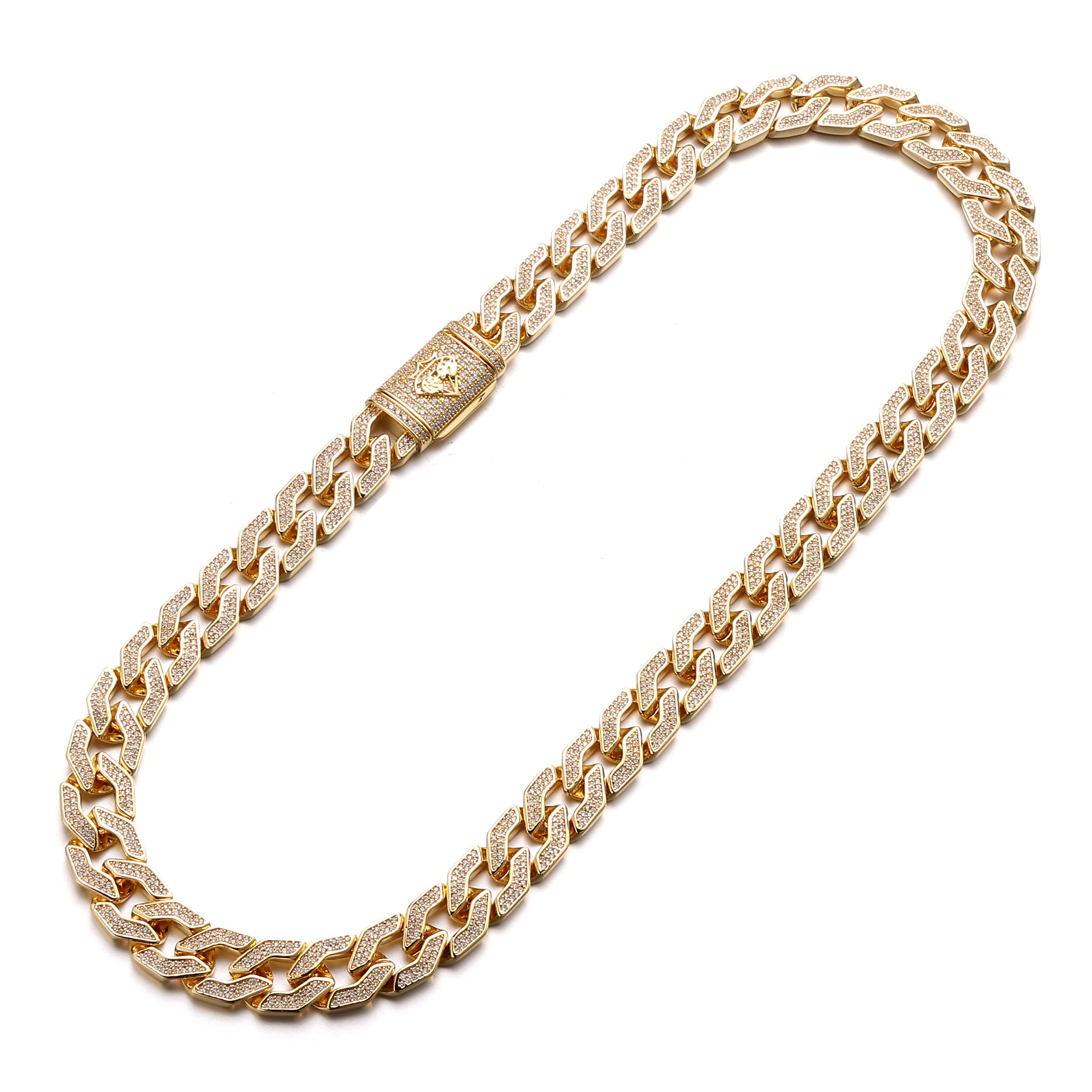 14MM Yellow Gold Pave Cuban Chain